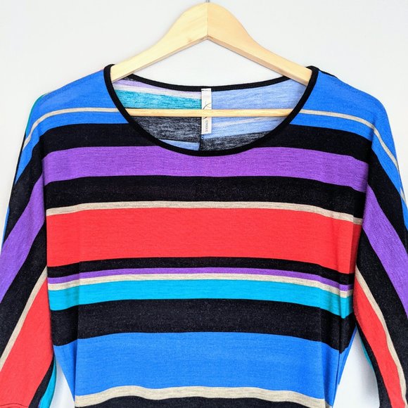 🇺🇸 Ginger G Striped Rayon Batwing Top Made In USA - Picture 4 of 6